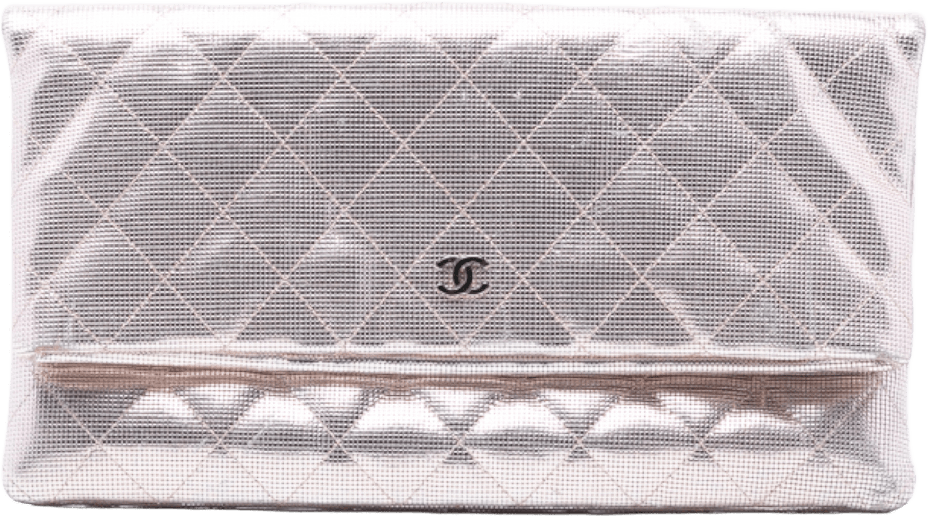 Chanel Quilted Calfskin Pixel Effect Beauty Foldover Clutch, från Luxclusif, i färgen light pink.