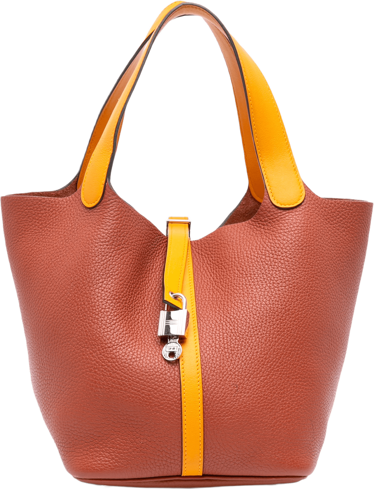 Hermès Bicolor Clemence Picotin Lock 22, från Luxclusif, i färgen brown.