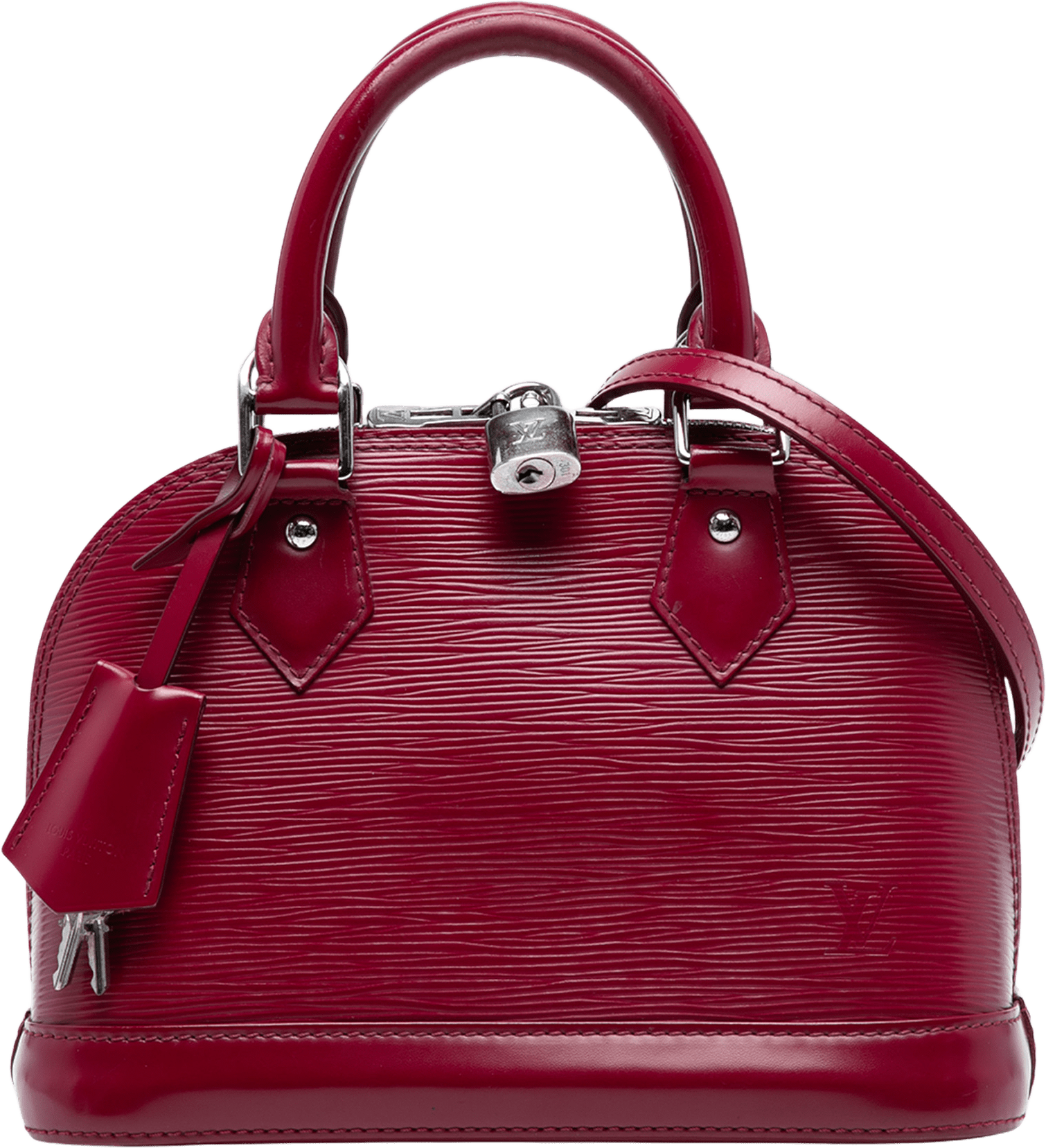 Louis Vuitton Epi Alma Bb, från Luxclusif, i färgen dark pink.