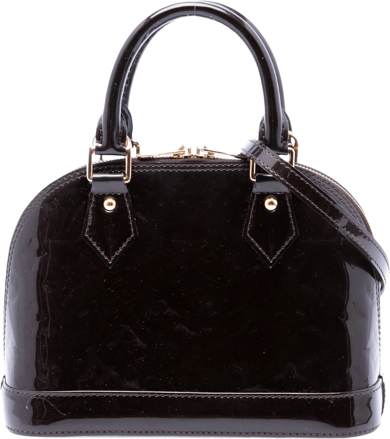 Louis Vuitton Monogram Vernis Alma Bb, från Luxclusif, i färgen purpur.