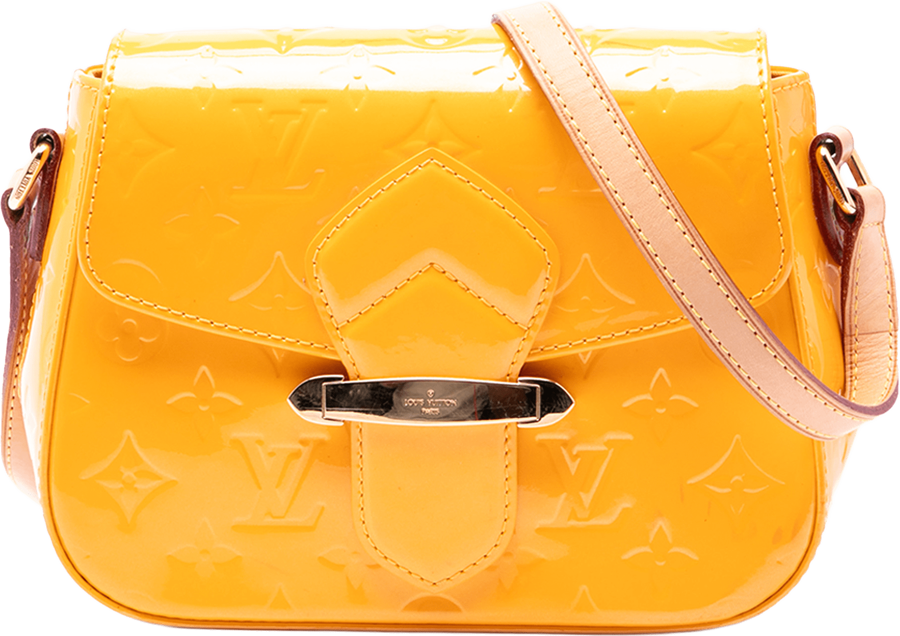 Louis Vuitton Monogram Vernis Bellflower Pm, från Luxclusif, i färgen yellow.