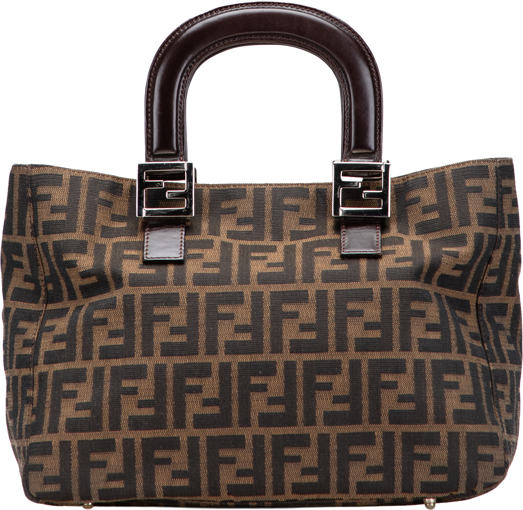 Fendi Small Zucca Canvas Twins Tote, från Luxclusif, i färgen brown.