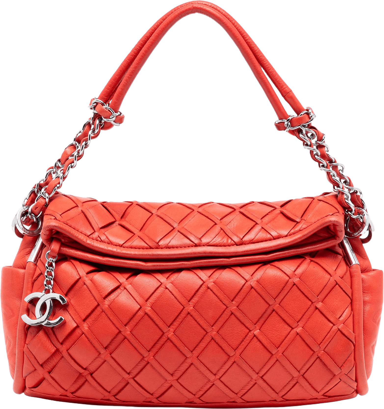 Chanel Medium Lambskin Sombrero Ultimate Soft Hobo Bag, från Luxclusif, i färgen red orange.