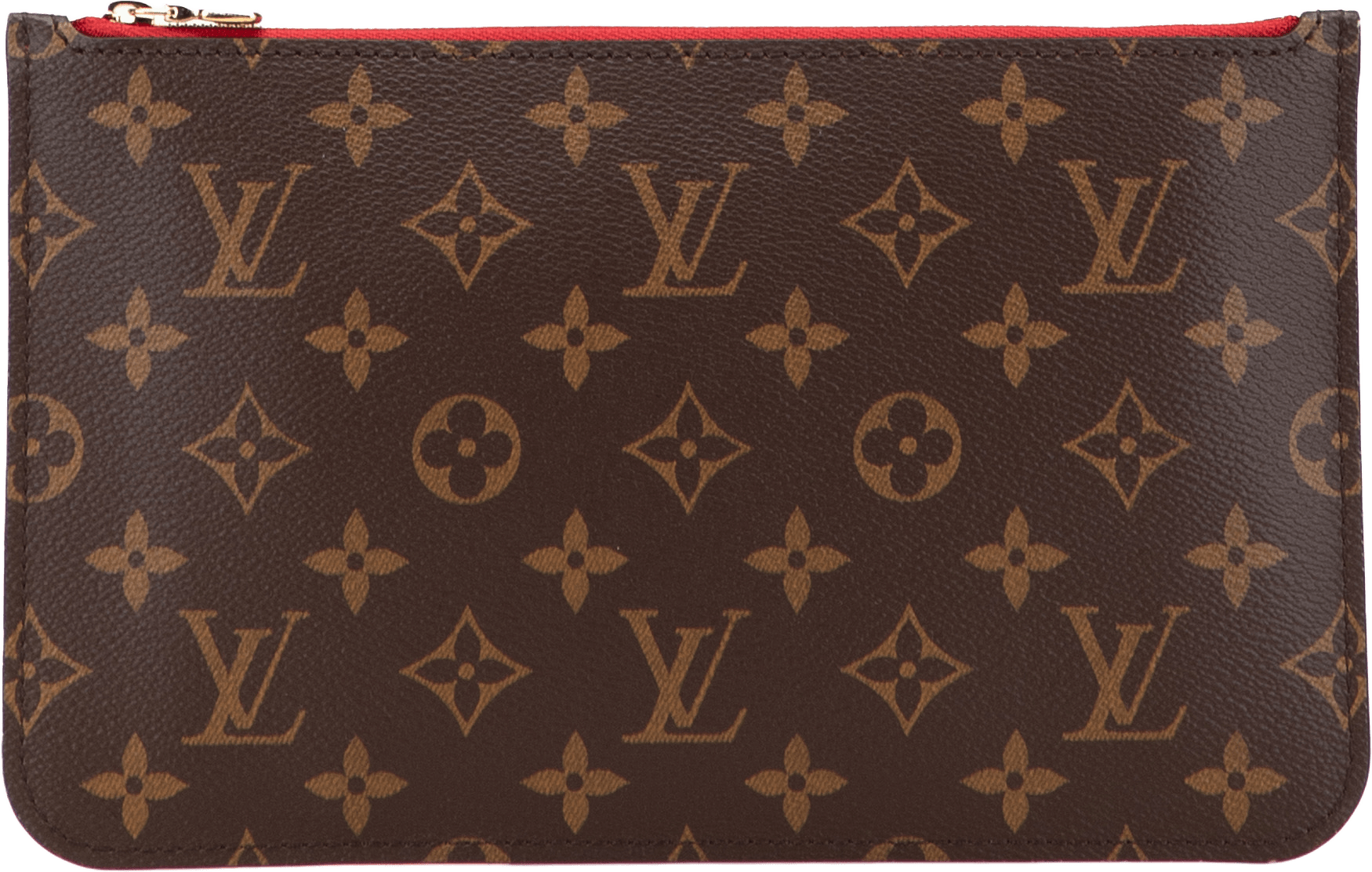 Louis Vuitton Monogram Neverfull Pouch, från Luxclusif, i färgen brown.