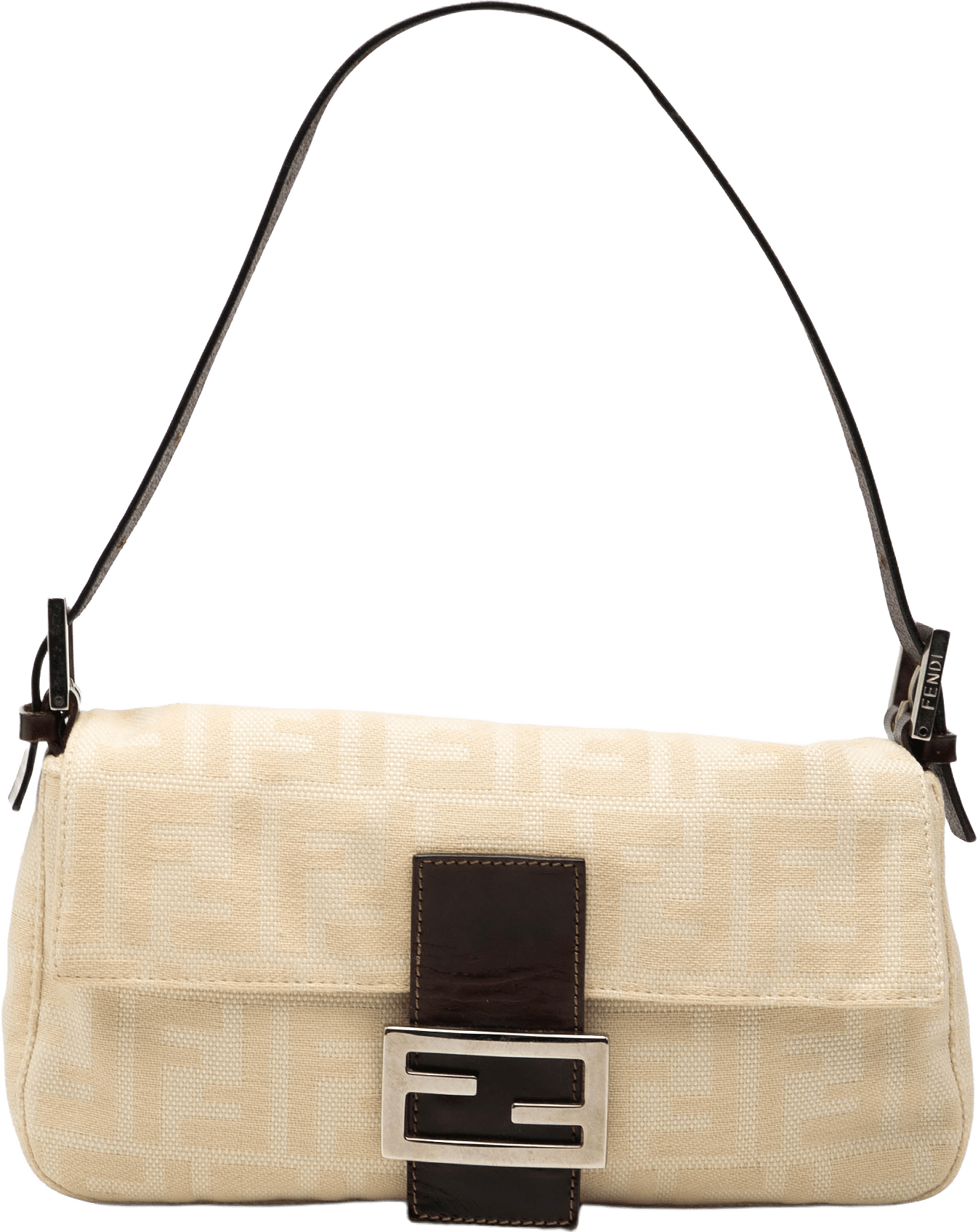 Fendi Zucca Canvas Baguette, från Luxclusif, i färgen beige.