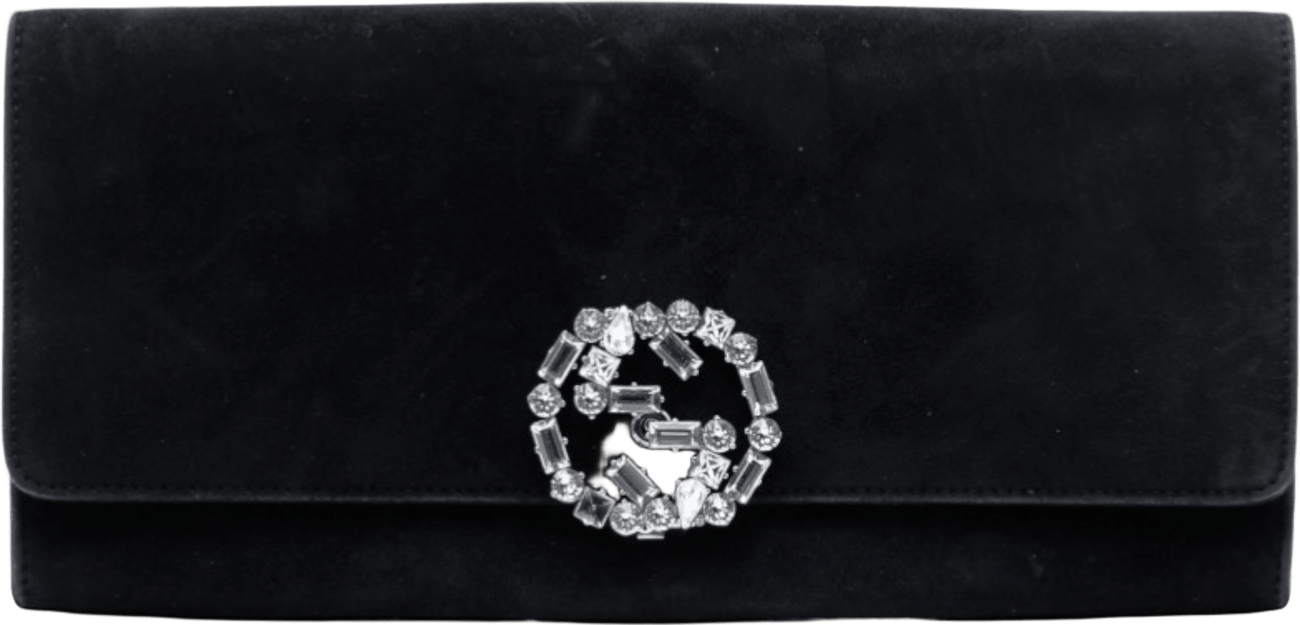 Gucci Suede Crystals Broadway Clutch, från Luxclusif, i färgen black.