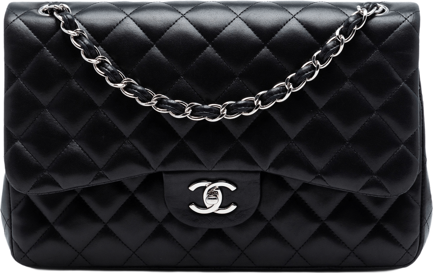 Chanel Jumbo Classic Lambskin Double Flap, från Luxclusif, i färgen svart.