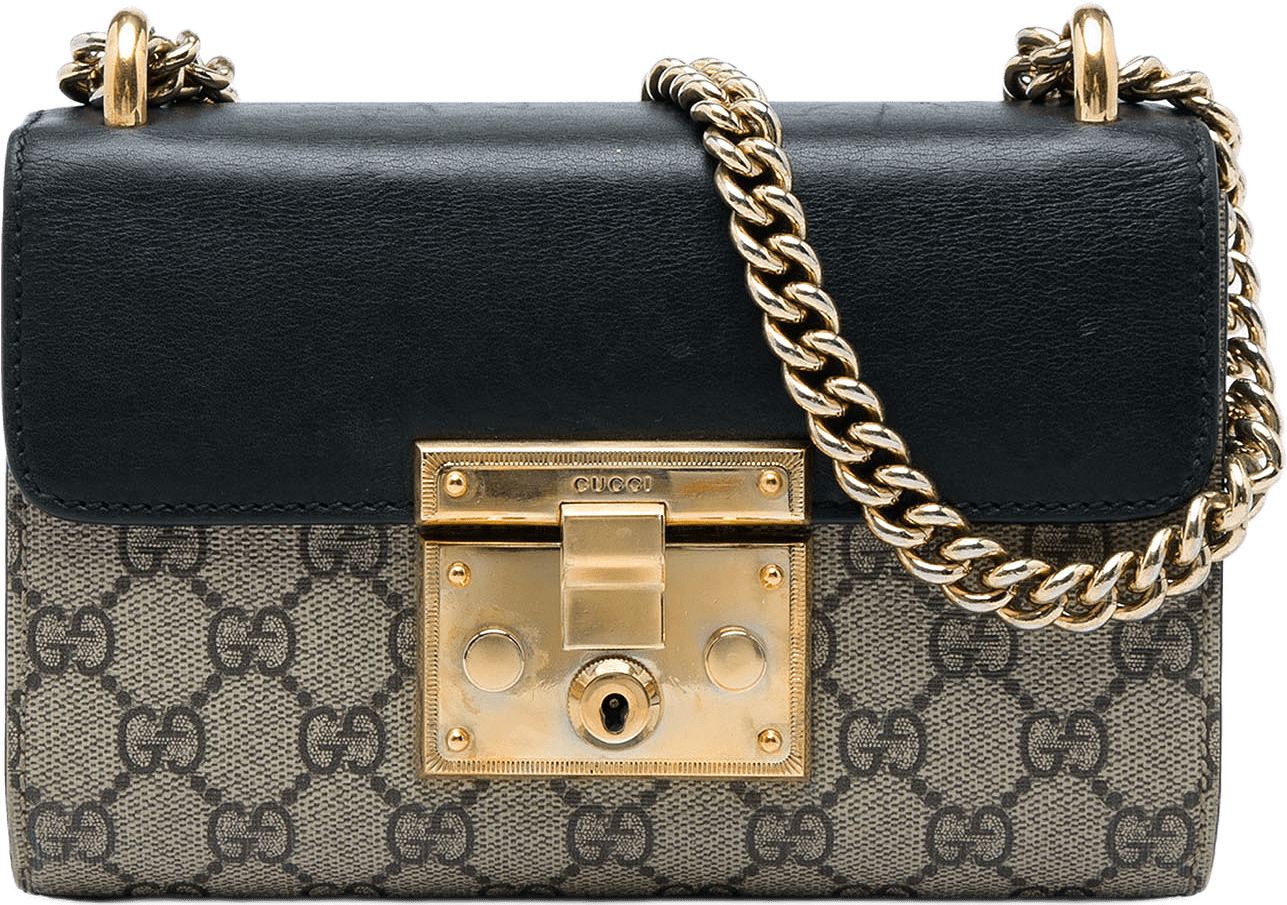 Gucci Small Gg Supreme Padlock Crossbody, från Luxclusif, i färgen beige.