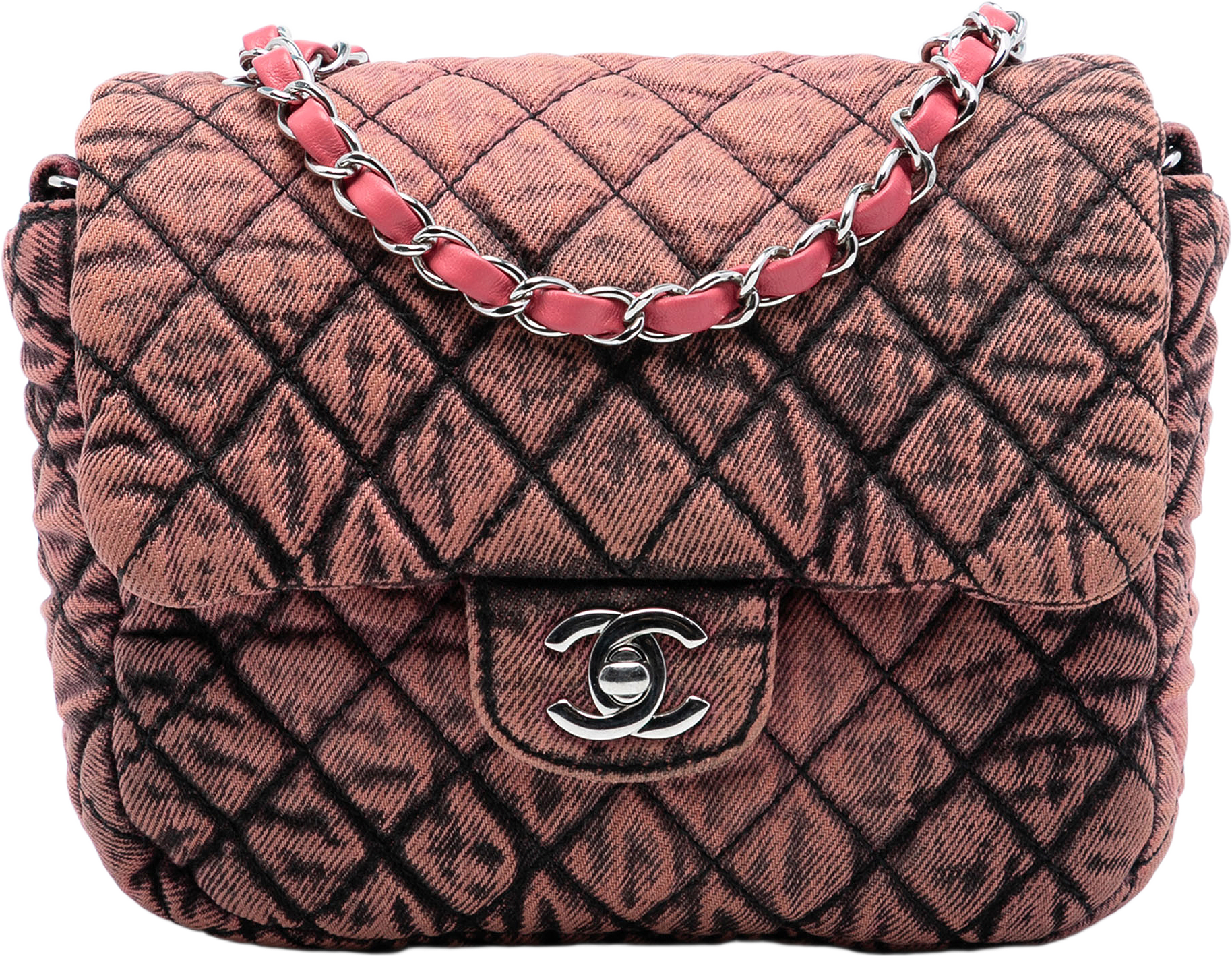 Chanel Small Square Cc Quilted Denimpression Single Flap, från Luxclusif, i färgen pink.