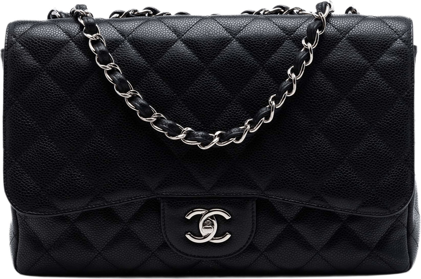 Chanel Jumbo Classic Caviar Single Flap, från Luxclusif, i färgen black.