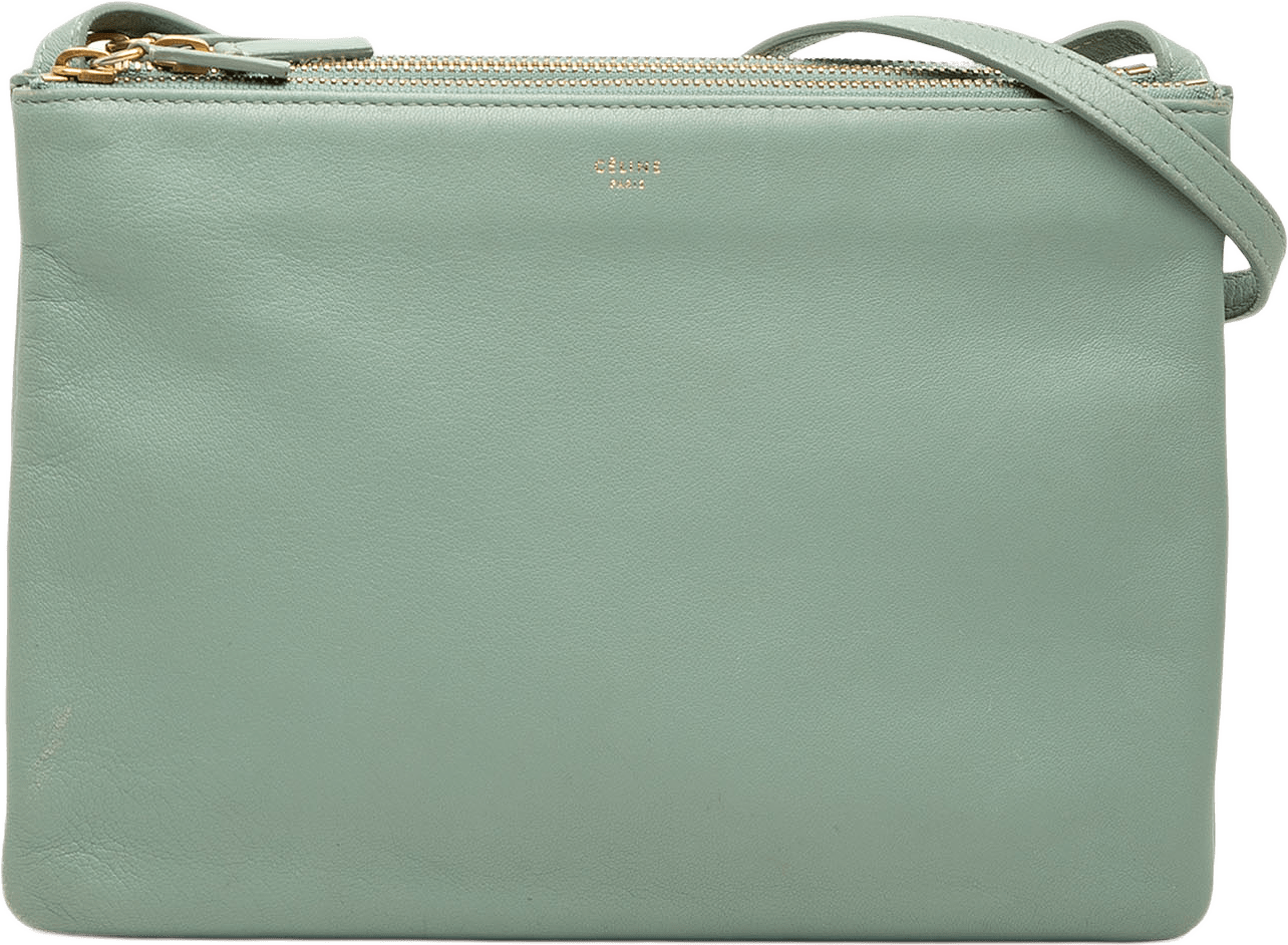 Celine Large Lambskin Trio Crossbody, från Luxclusif, i färgen grön.