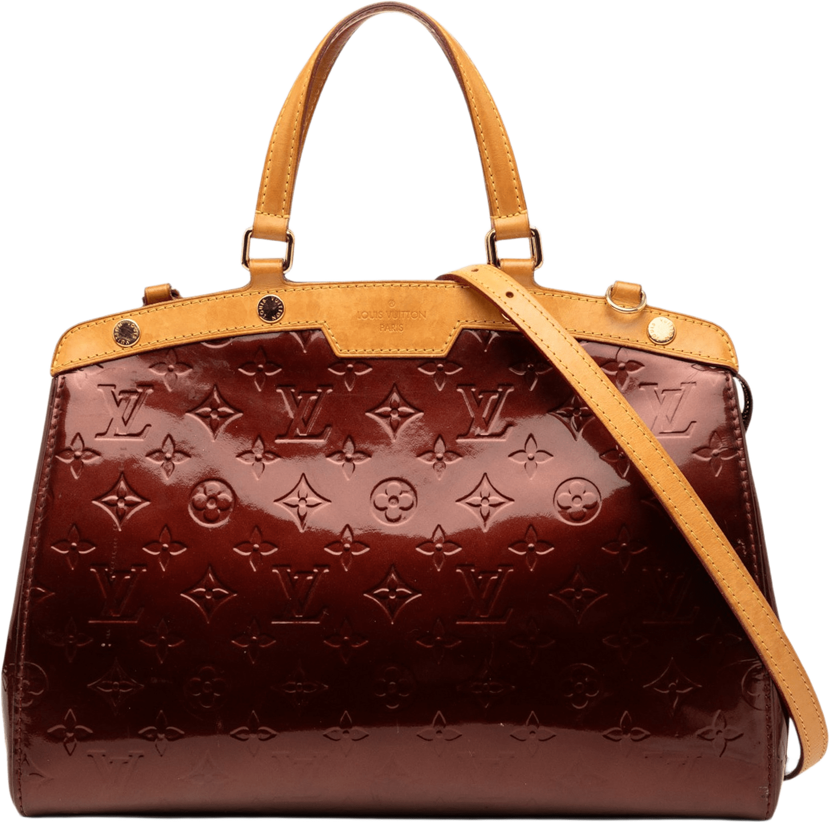 Louis Vuitton Monogram Vernis Brea Mm, från Luxclusif, i färgen röd.