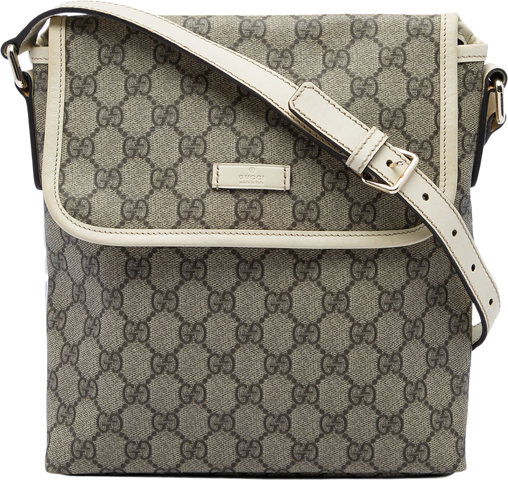 Gucci Gg Supreme Crossbody, från Luxclusif, i färgen beige.