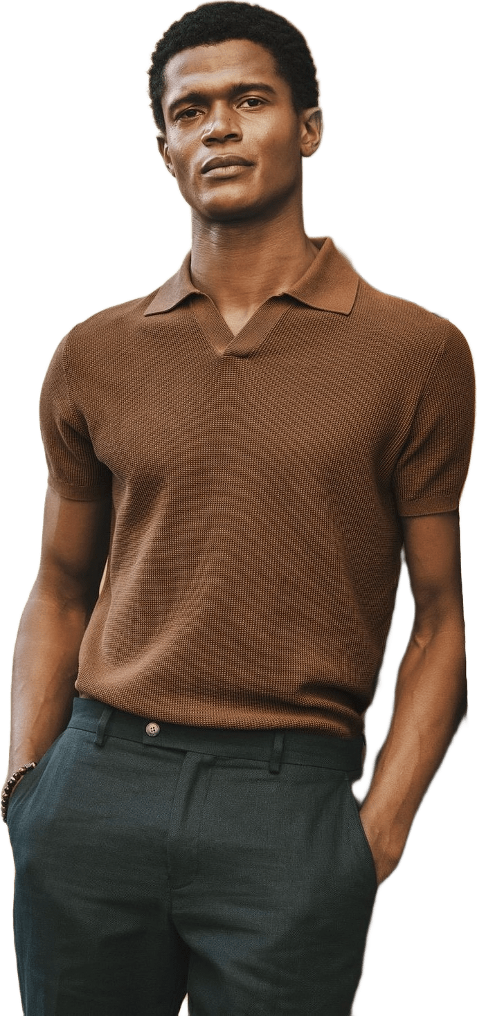 Cotton Texture Knitted Ss Polo Sweater (pascal)