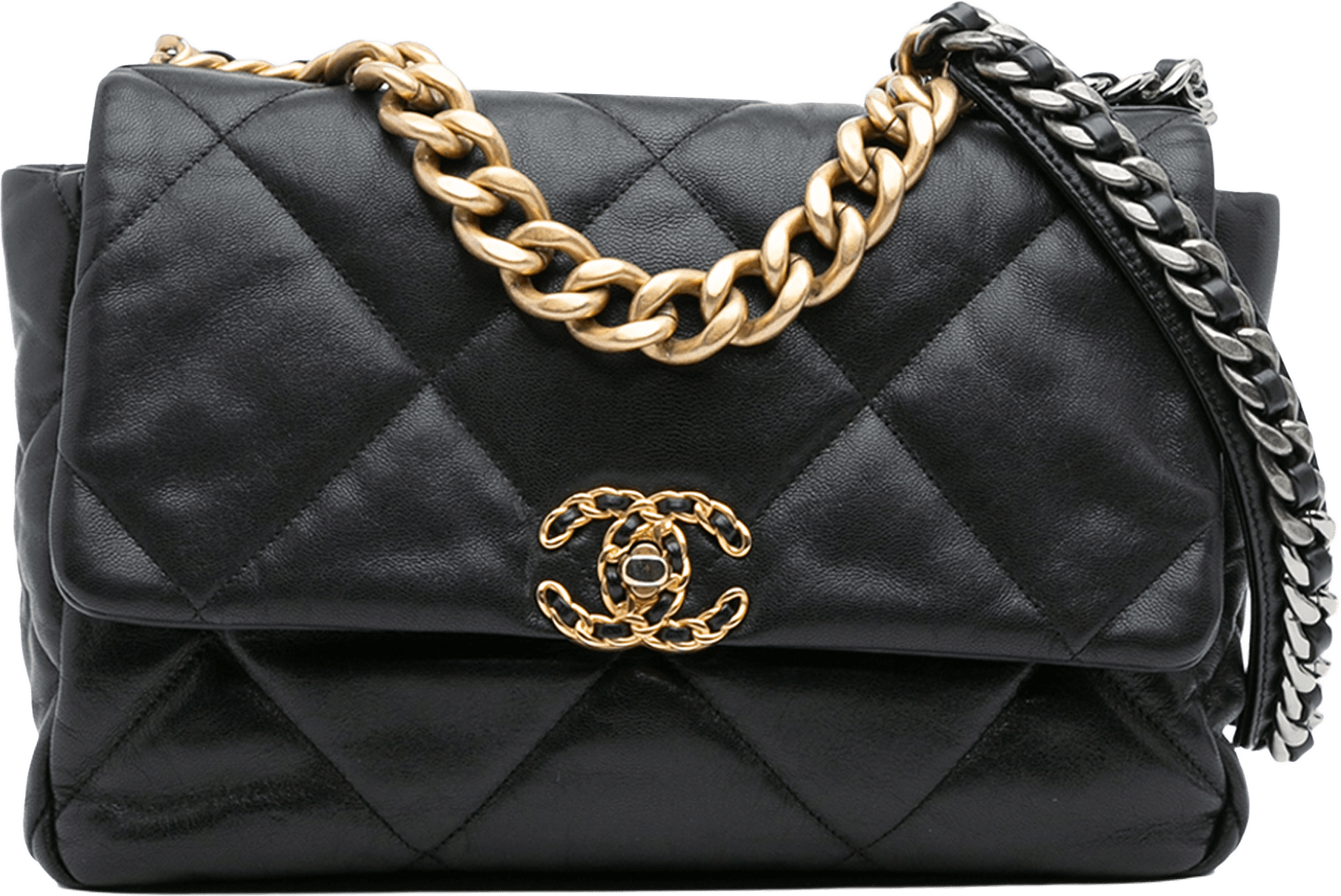 Chanel Large Lambskin 19 Flap, från Luxclusif, i färgen black.