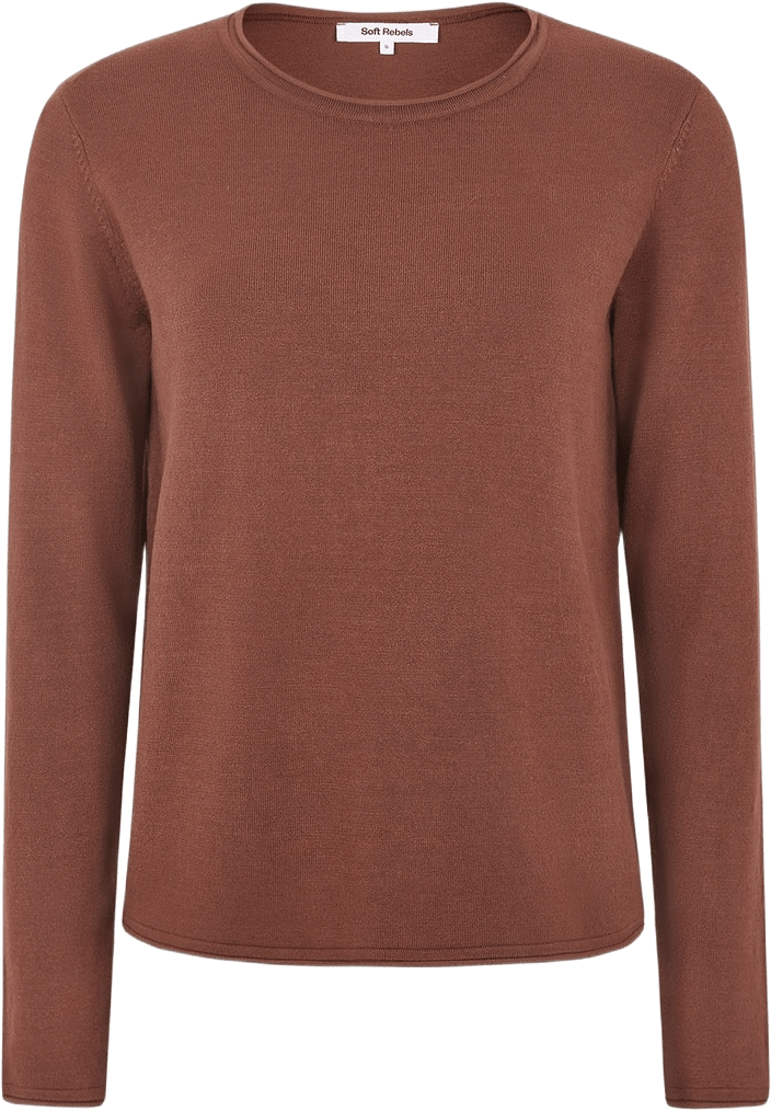Srmarla O-neck Roll Edge Knit, från Soft Rebels, i färgen cherry mahogany.