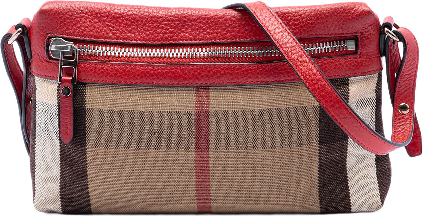 Burberry Small Mega Check Canvas Farley Crossbody, från Luxclusif, i färgen light brown.
