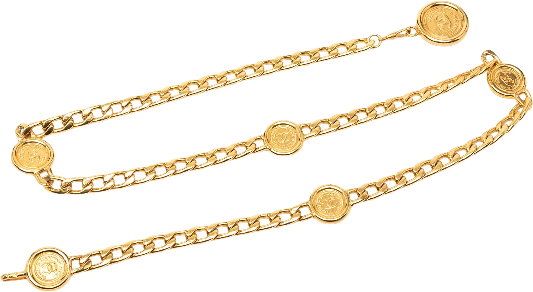 Chanel Gold Plated Medallion Rue Cambon Chain Belt, från Luxclusif, i färgen gold.