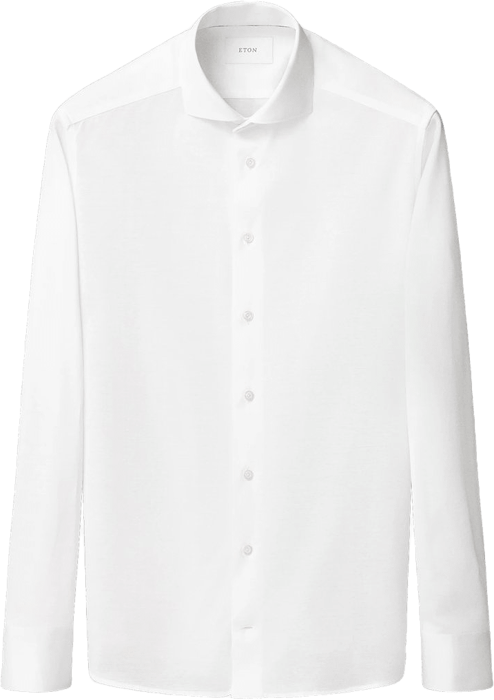 Skjorta I Jacquardstickad Filo Di Scozia Contemporary Fit, från Eton, i färgen white.