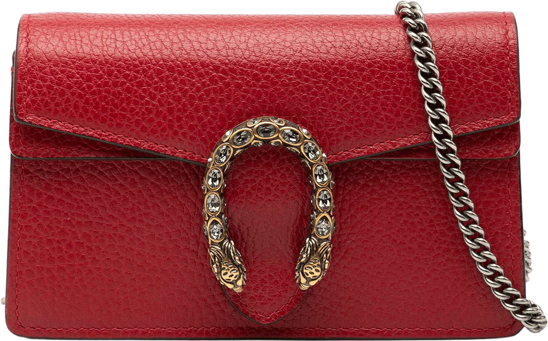 Gucci Mini Leather Dionysus Crossbody, från Luxclusif, i färgen red.