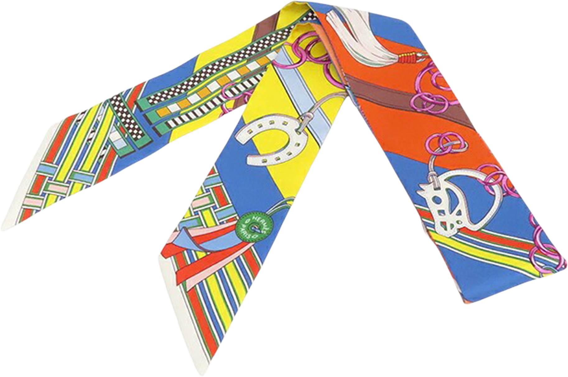 Hermès Brides Et Gris-gris Silk Twilly Scarf, från Luxclusif, i färgen blue.