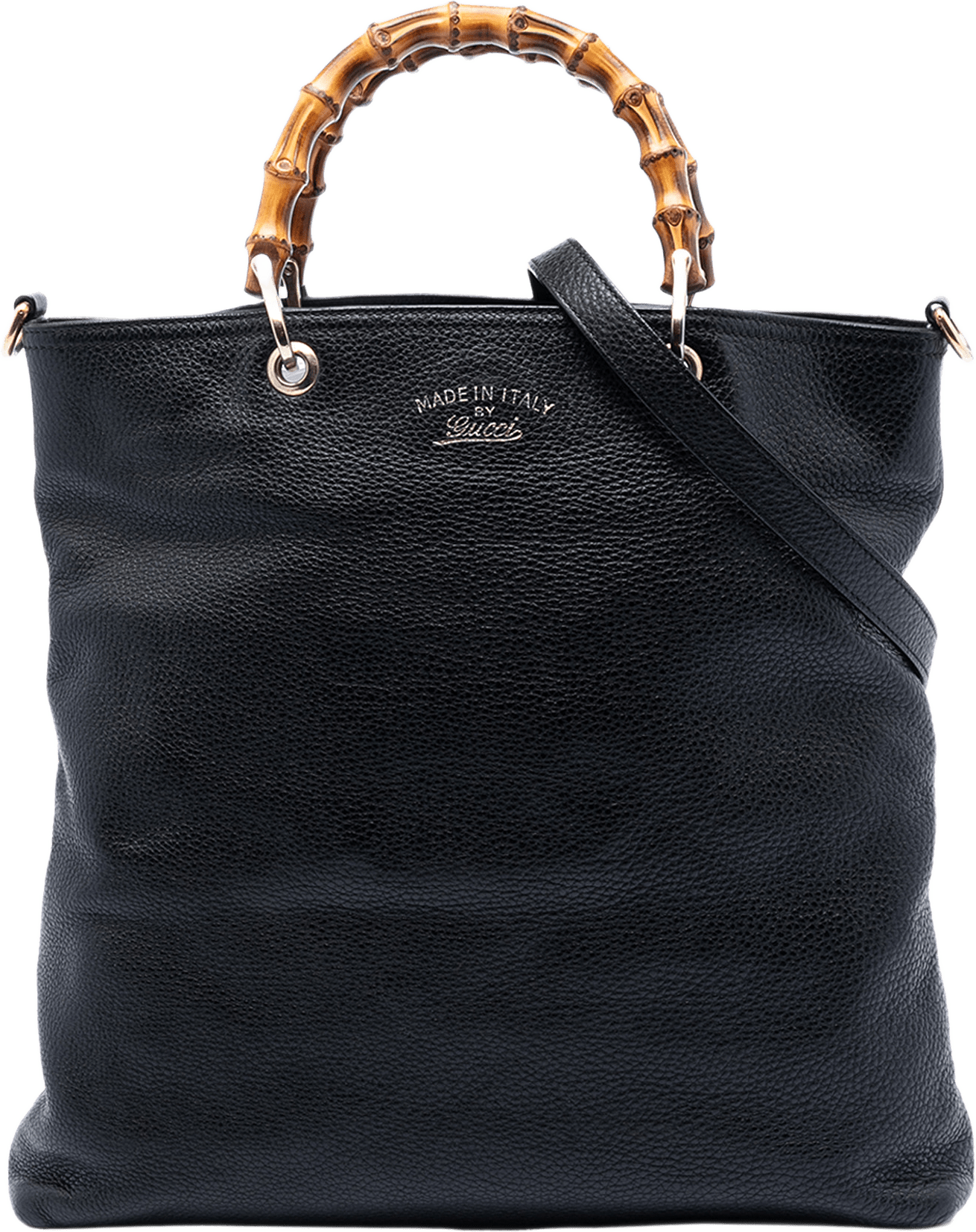 Gucci Tall Leather Bamboo Shopper Tote, från Luxclusif, i färgen black.