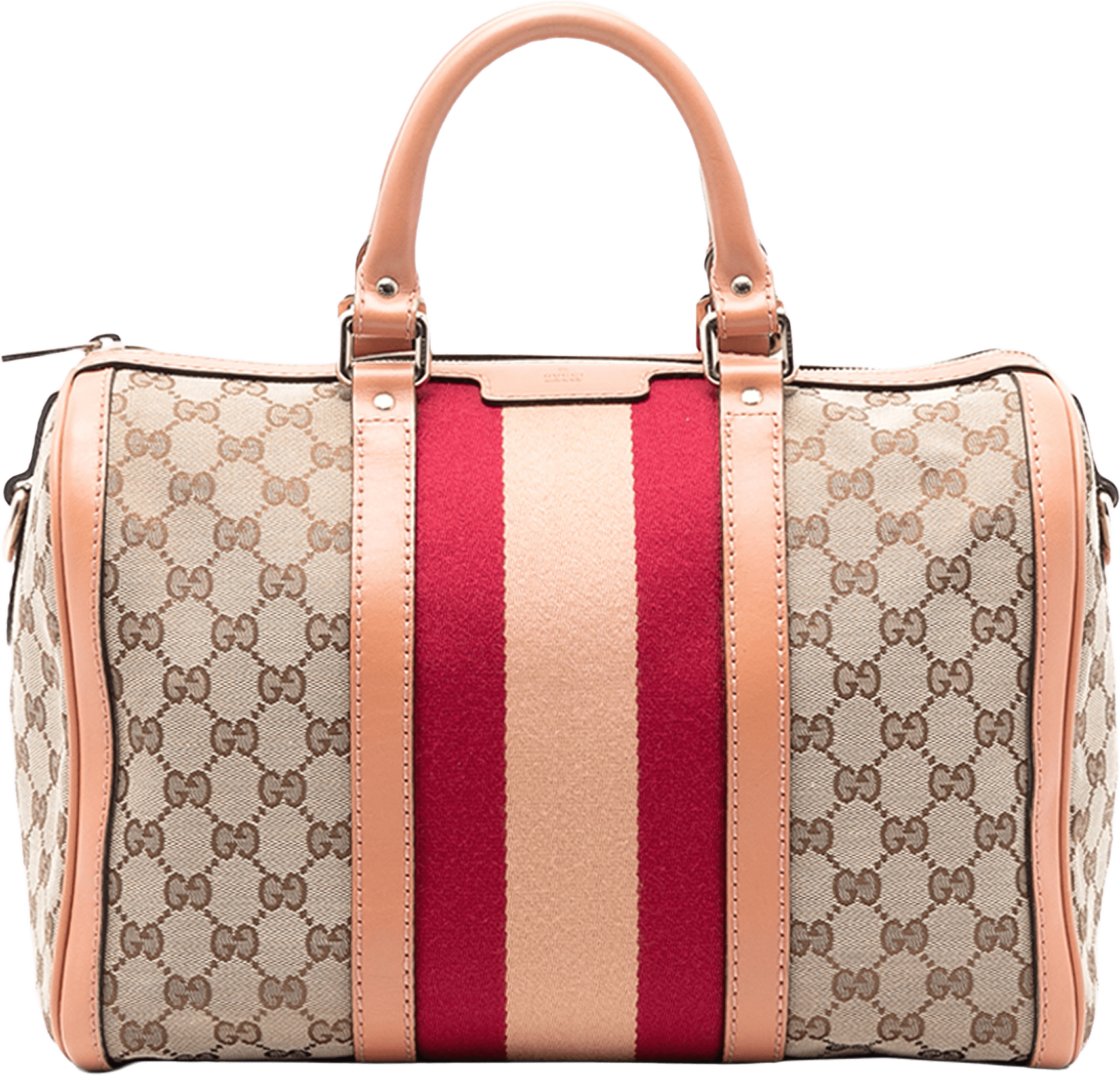 Gucci Medium Gg Canvas Web Joy Boston Bag, från Luxclusif, i färgen beige.
