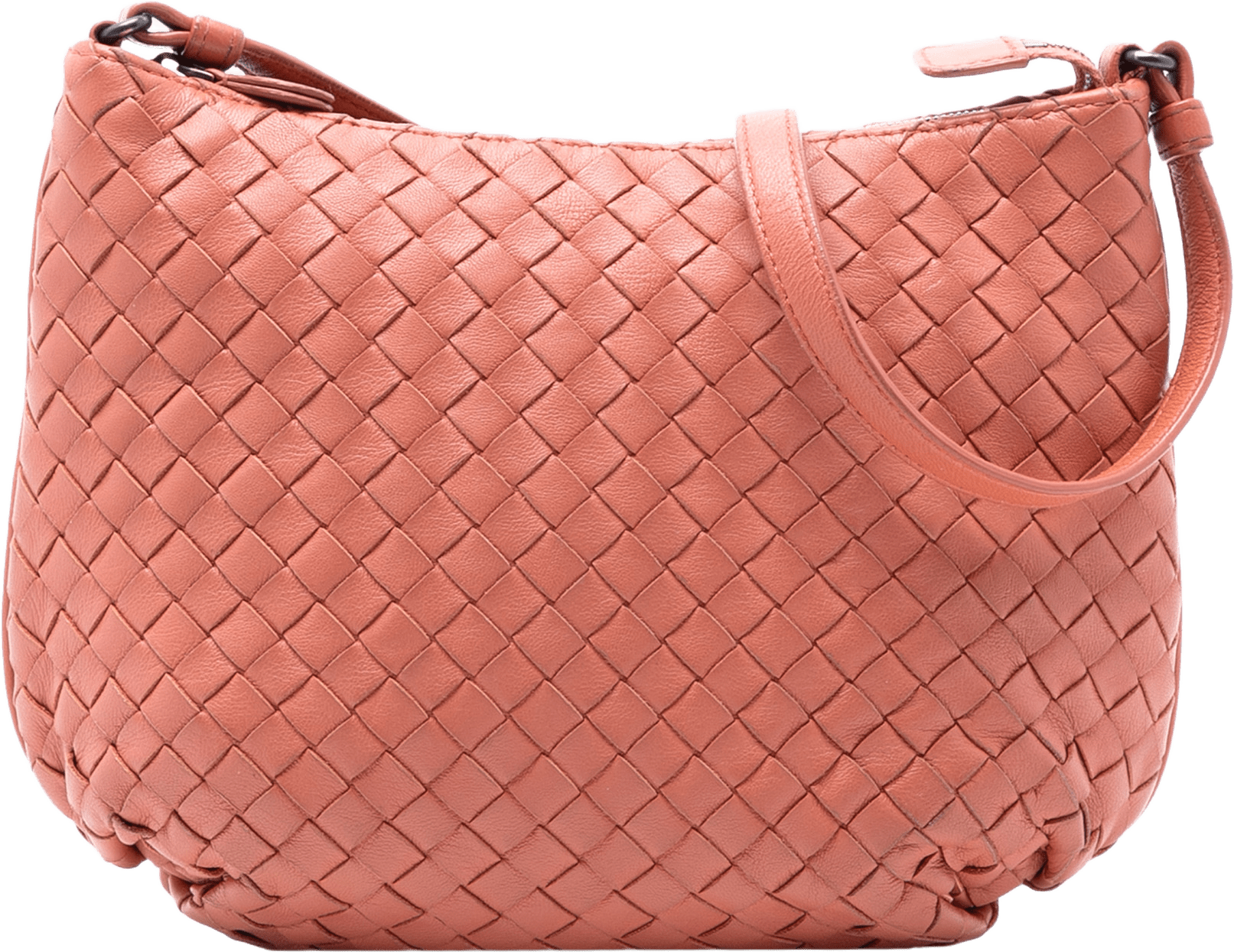 Bottega Veneta Nappa Intrecciato Crossbody, från Luxclusif, i färgen indian red.