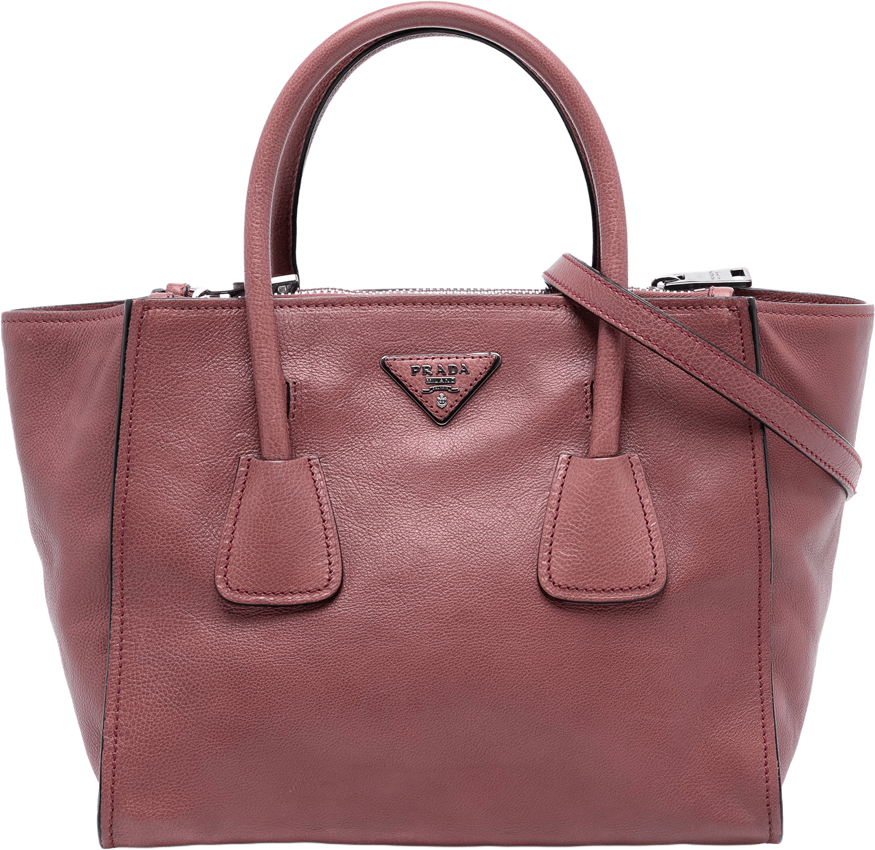 Prada Glace Calf Twin Pocket Satchel, från Luxclusif, i färgen blush.