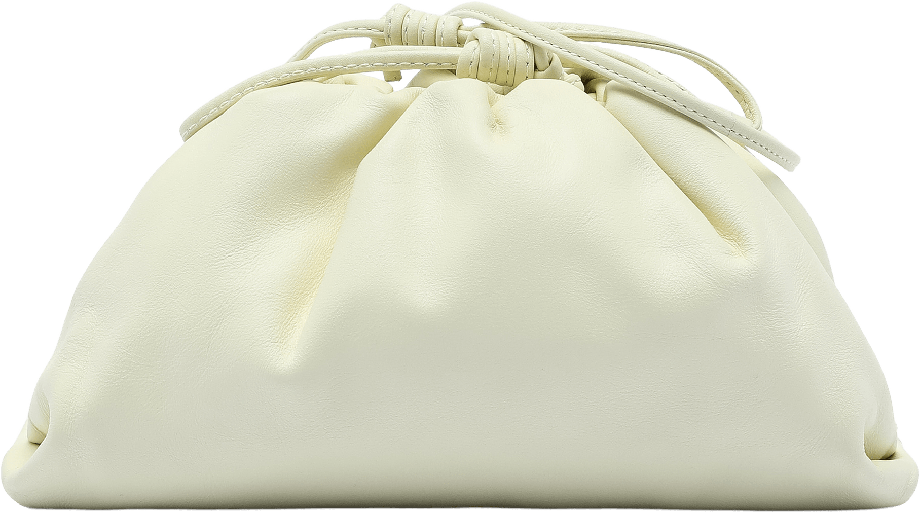 Bottega Veneta Lambskin The Mini Pouch Crossbody, från Luxclusif, i färgen light yellow.