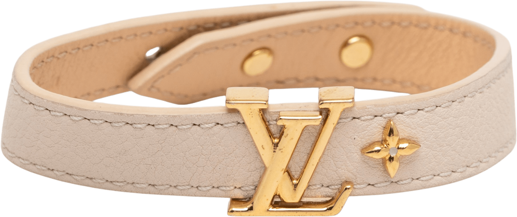 Louis Vuitton Leather Lv Iconic Bracelet, från Luxclusif, i färgen beige.
