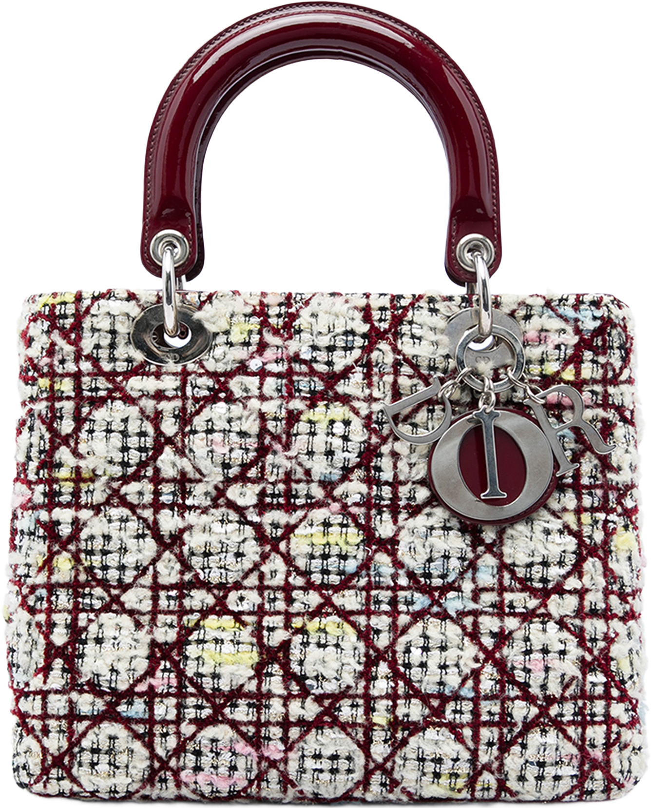 Dior Medium Tweed Cannage Lady Dior, från Luxclusif, i färgen röd.