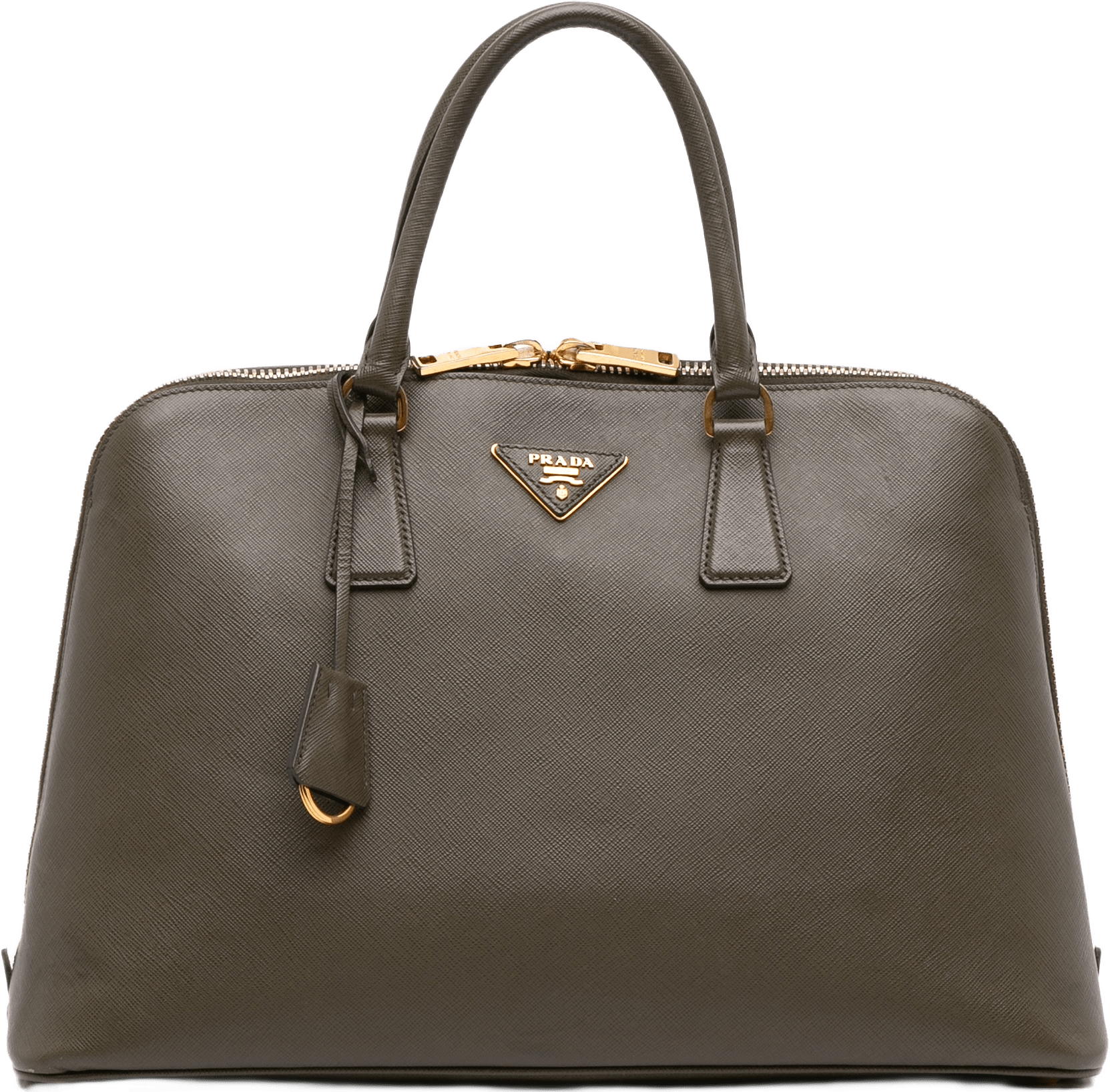 Prada Large Saffiano Lux Promenade Satchel, från Luxclusif, i färgen dark khaki.