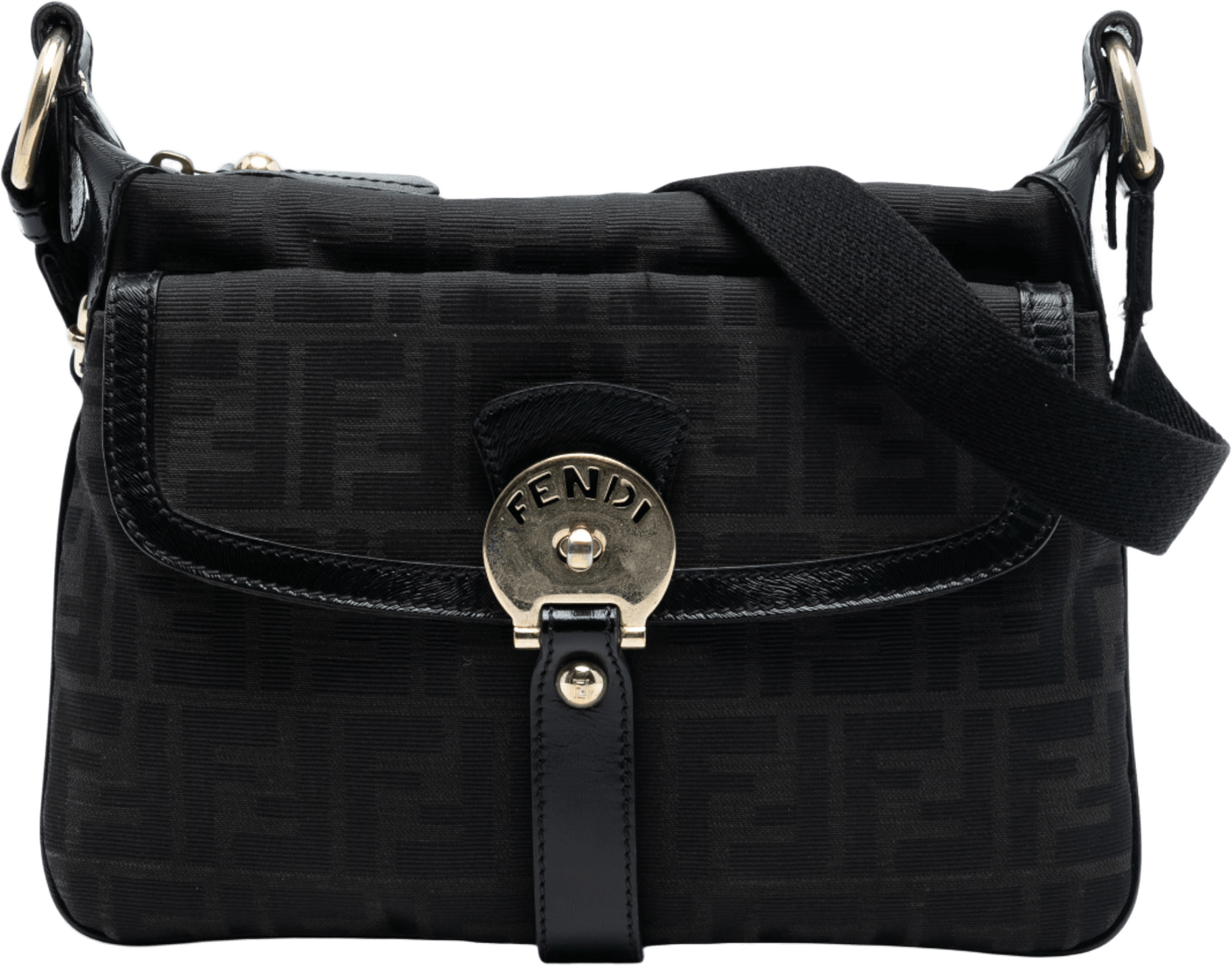 Fendi Zucca Canvas Chef Zip Crossbody, från Luxclusif, i färgen black.