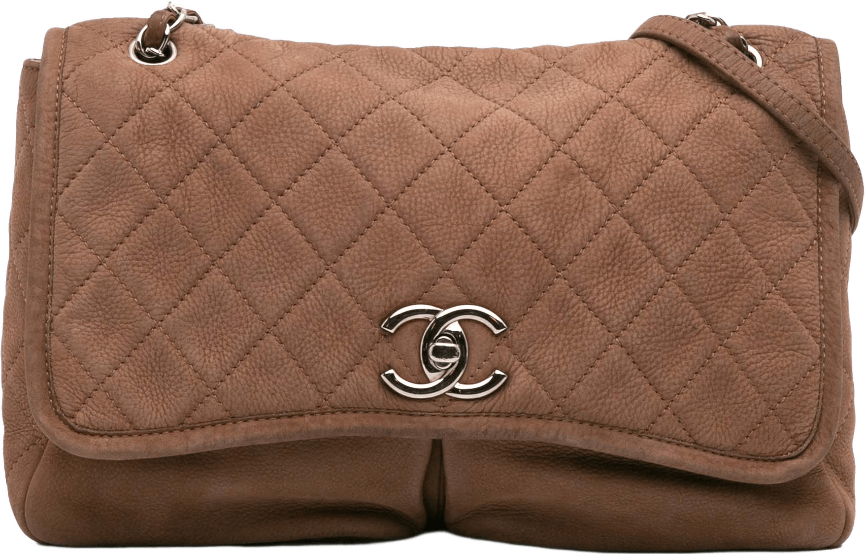 Chanel Large Quilted Nubuck Natural Beauty Split Pocket Flap