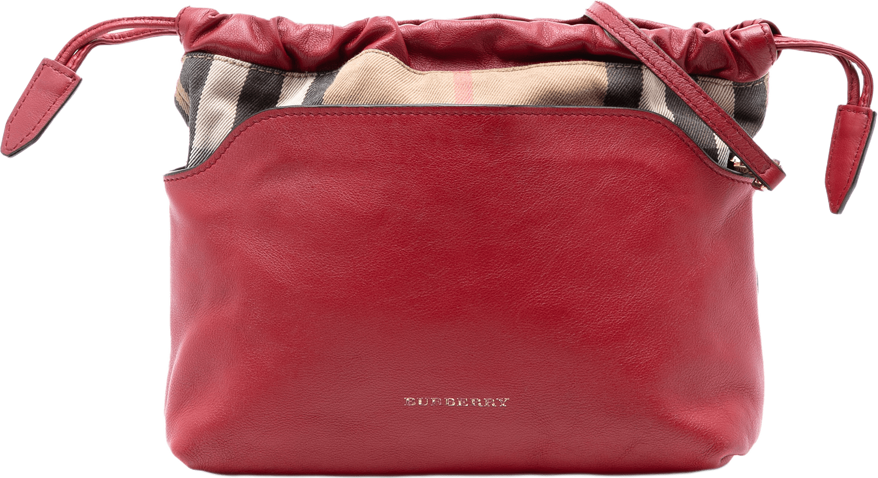 Burberry House Check Canvas And Calfskin Little Crush Crossbody, från Luxclusif, i färgen röd.