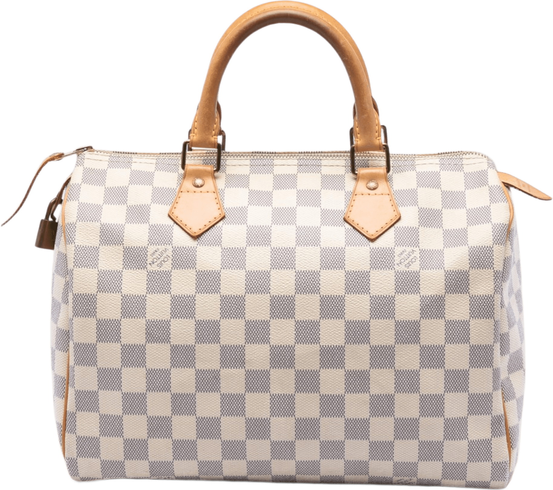 Louis Vuitton Damier Azur Speedy 30, från Luxclusif, i färgen white.