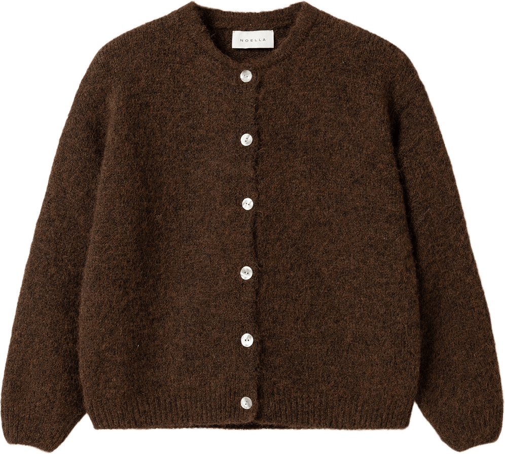 N-mata Knit Cardigan - Chocolate, från Noella, i färgen chocolate.