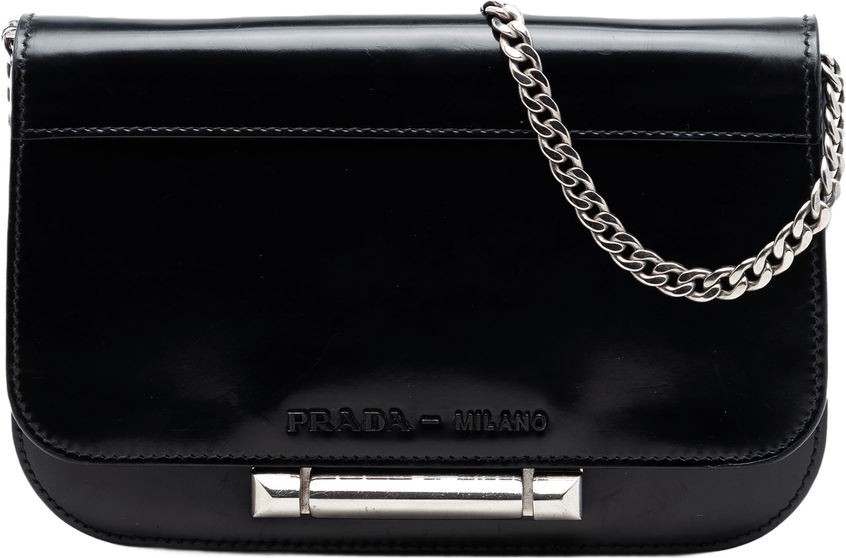 Prada Spazzolato Leather Sybille Flap Crossbody, från Luxclusif, i färgen black.