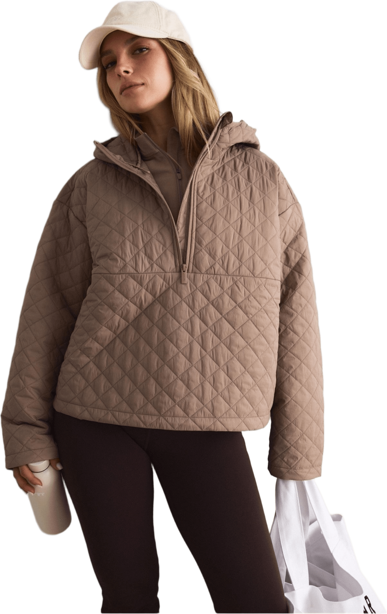 Cropped Quilted Anorak, från aim'n, i färgen espresso.