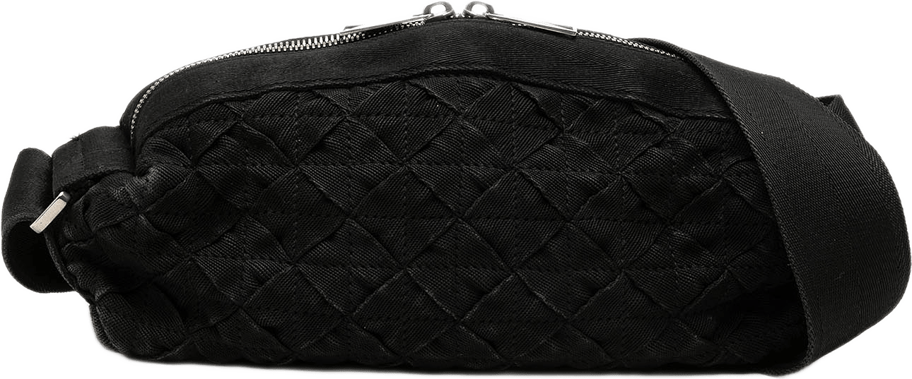 Bottega Veneta Canvas Intrecciato Webbing Belt Bag, från Luxclusif, i färgen black.