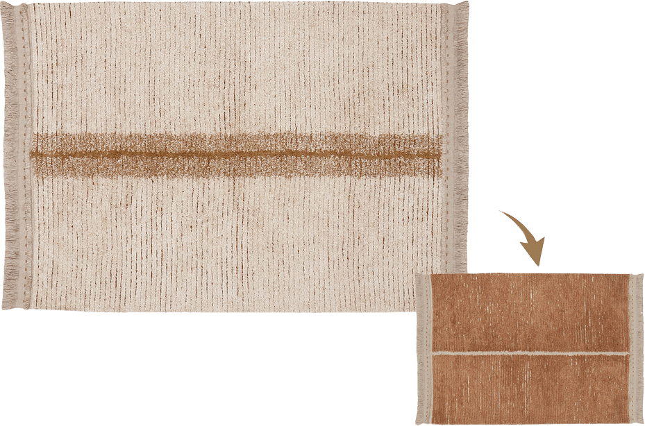 Vändbar Tvättbar Matta Duetto Toffee 140 x 200 cm, från LORENA CANALS, i färgen toffee, natural, linen.