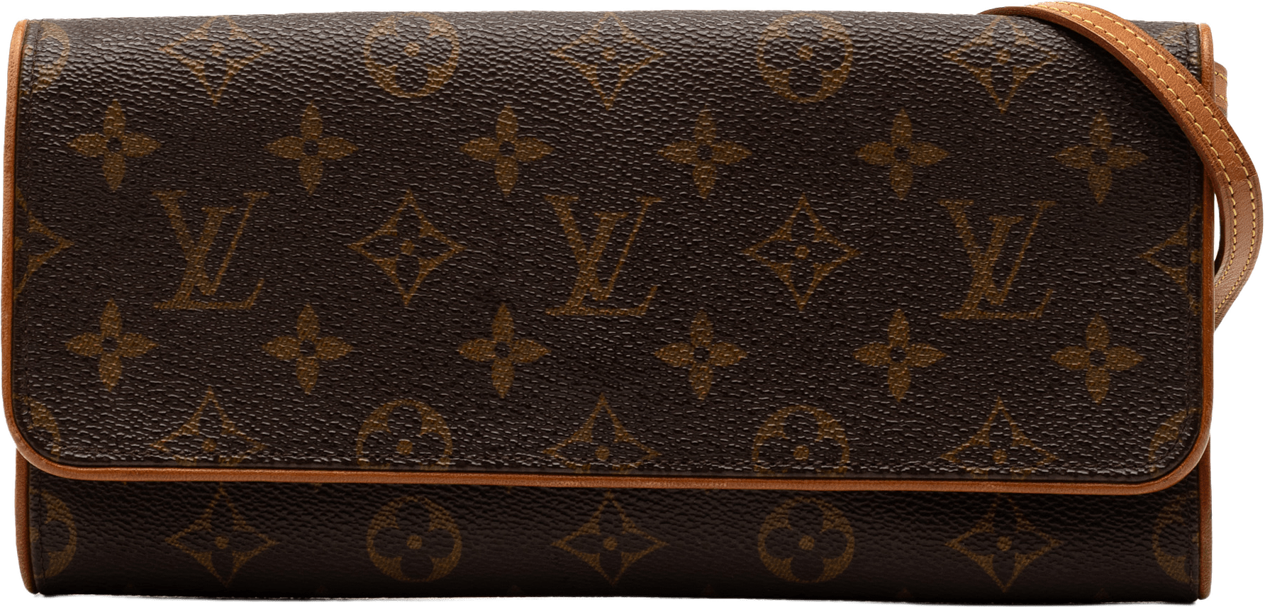 Louis Vuitton Monogram Pochette Twin Gm, från Luxclusif, i färgen brown.