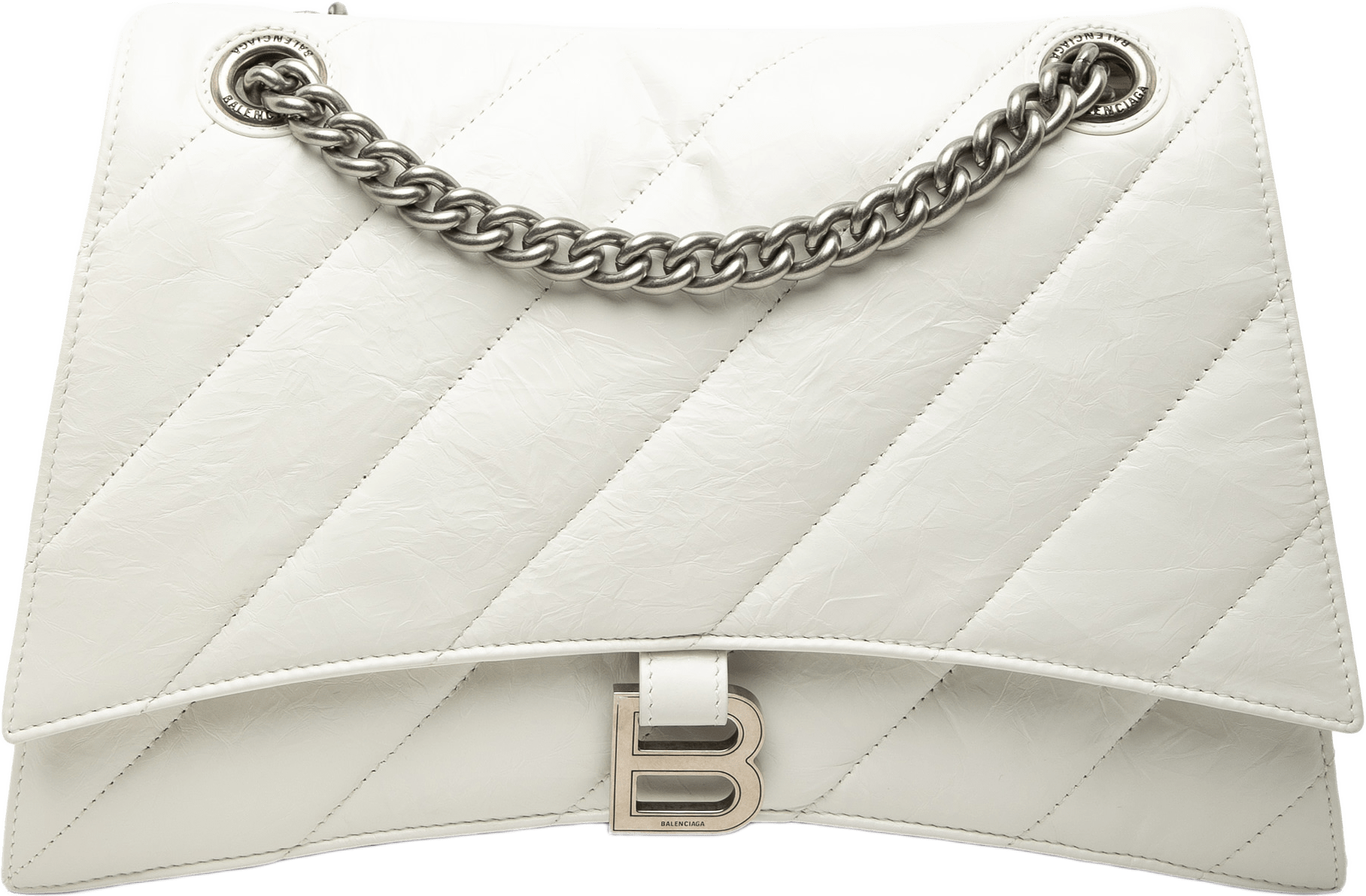 Balenciaga Medium Crushed Calfskin Chain Shoulder Bag, från Luxclusif, i färgen white.