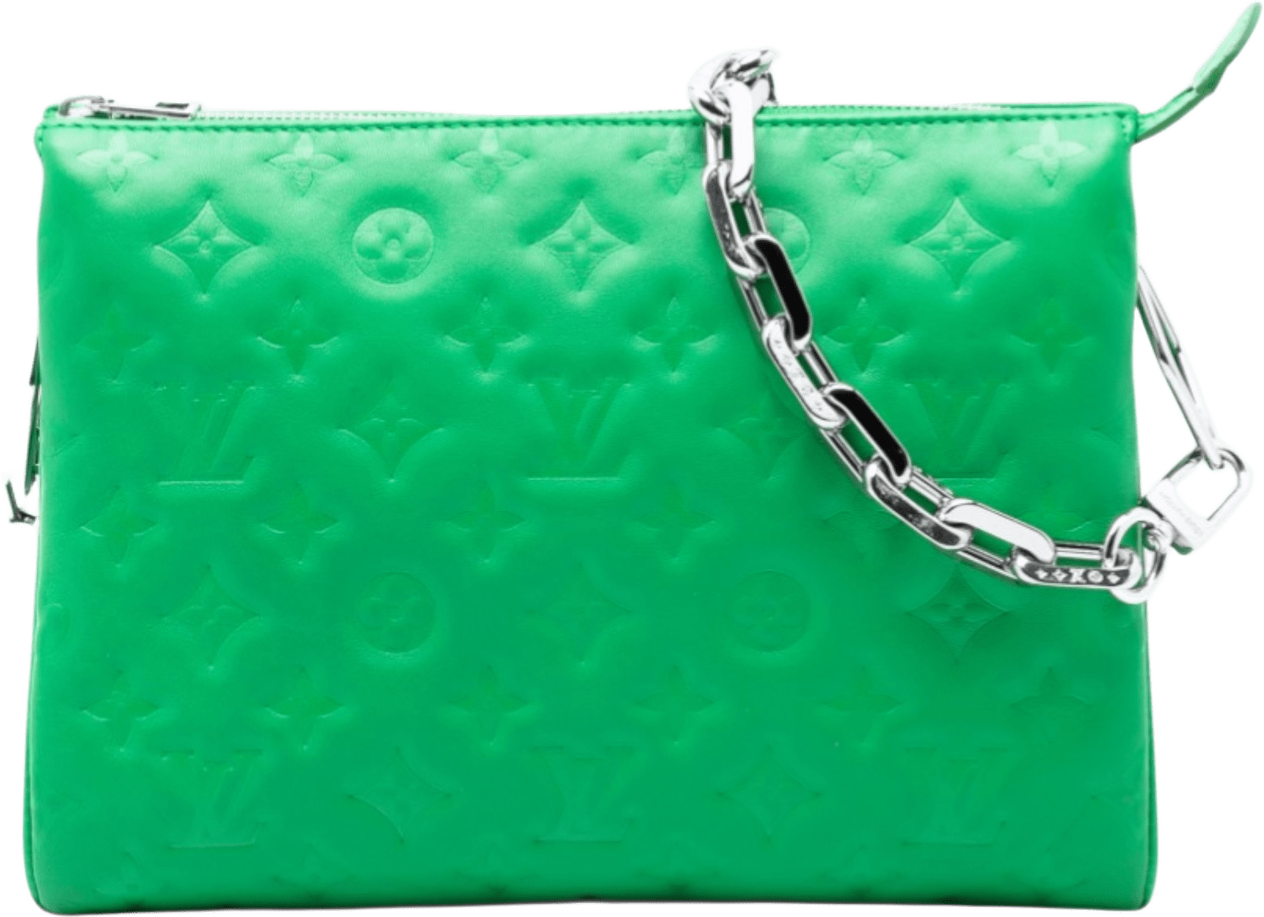 Louis Vuitton Monogram Embossed Puffy Lambskin Coussin Pm, från Luxclusif, i färgen green.