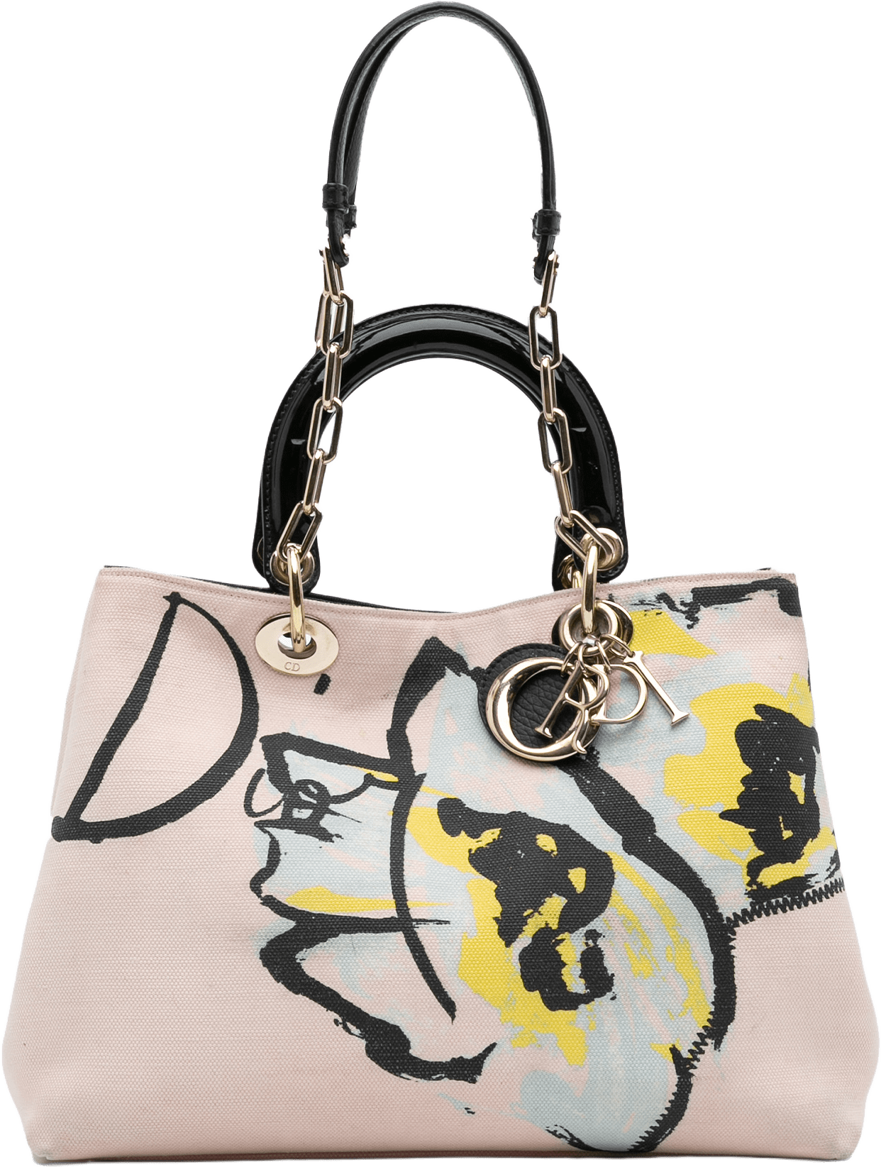 Dior Limited Edition Medium Canvas Floral Printed Diorissimo Satchel, från Luxclusif, i färgen light pink.