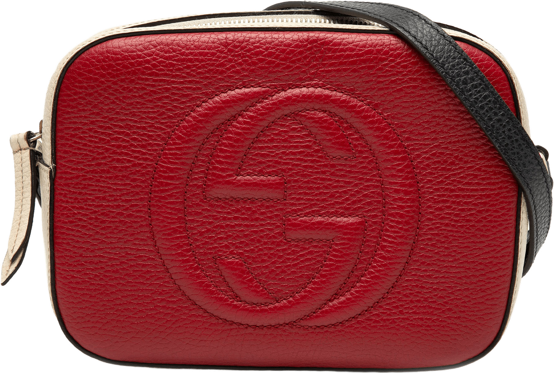 Gucci Small Tricolor Leather Soho Disco Crossbody, från Luxclusif, i färgen red.