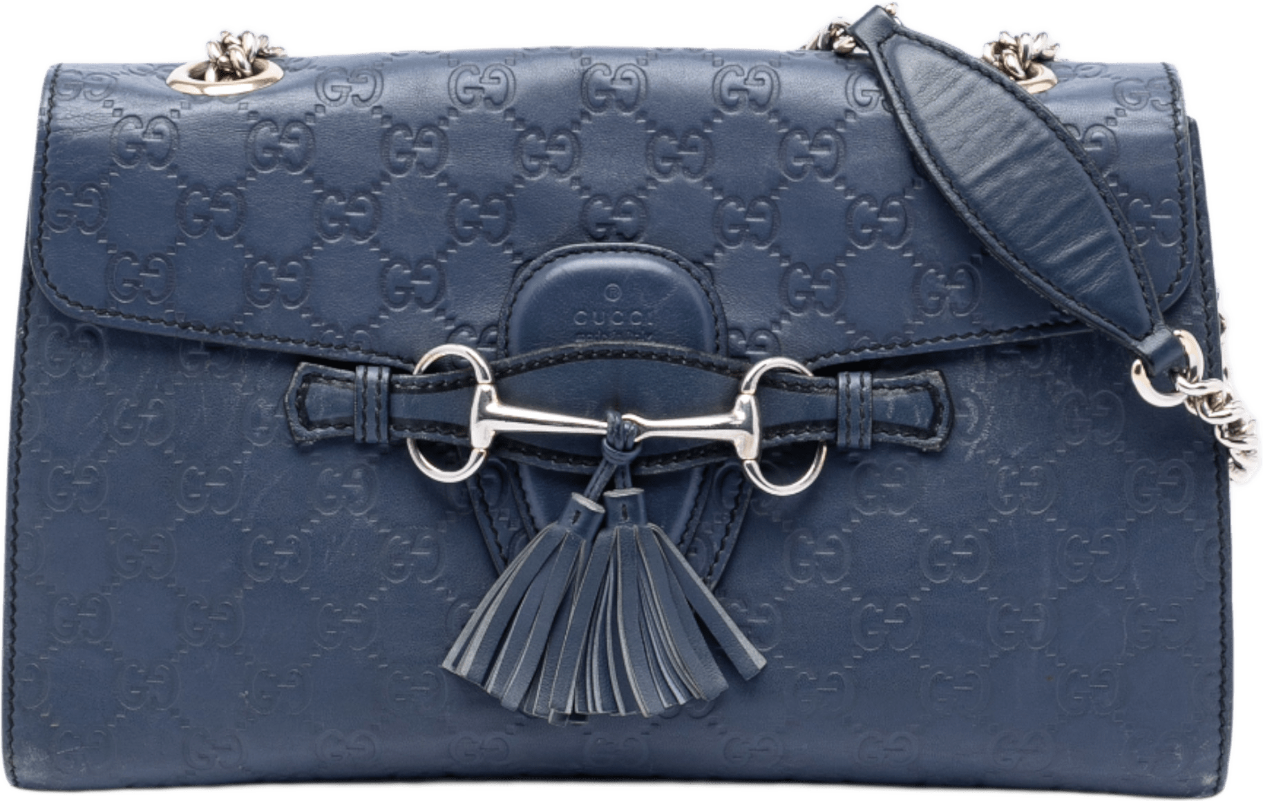 Gucci Medium Guccissima Emily Shoulder Bag, från Luxclusif, i färgen navy.
