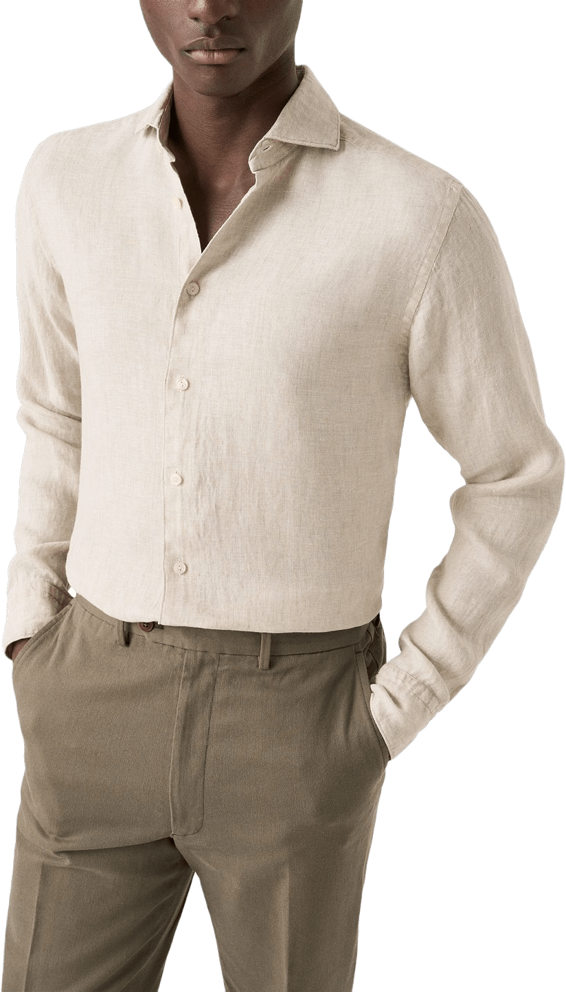 Linne Twill-skjorta Contemporary Fit, från Eton, i färgen beige.
