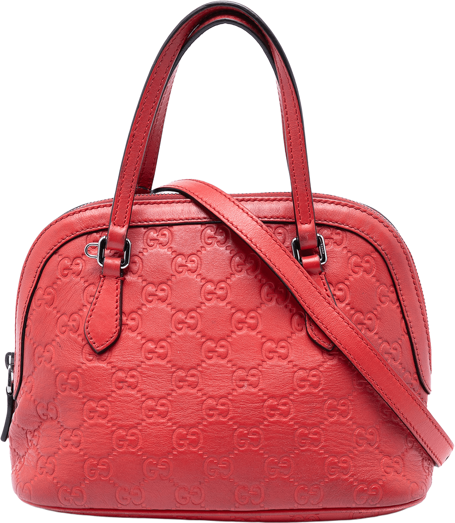 Gucci Mini Guccissima Dome Satchel, från Luxclusif, i färgen red.